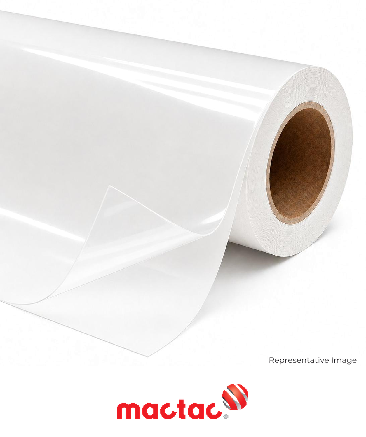 Roll of gloss clear adhesive-backed laminate