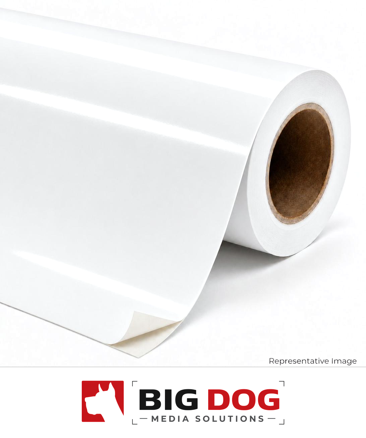 Roll of gloss white adhesive-backed vinyl