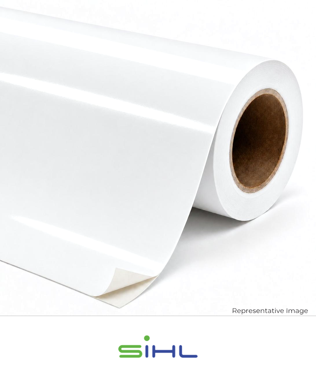 Roll of gloss white adhesive-backed vinyl