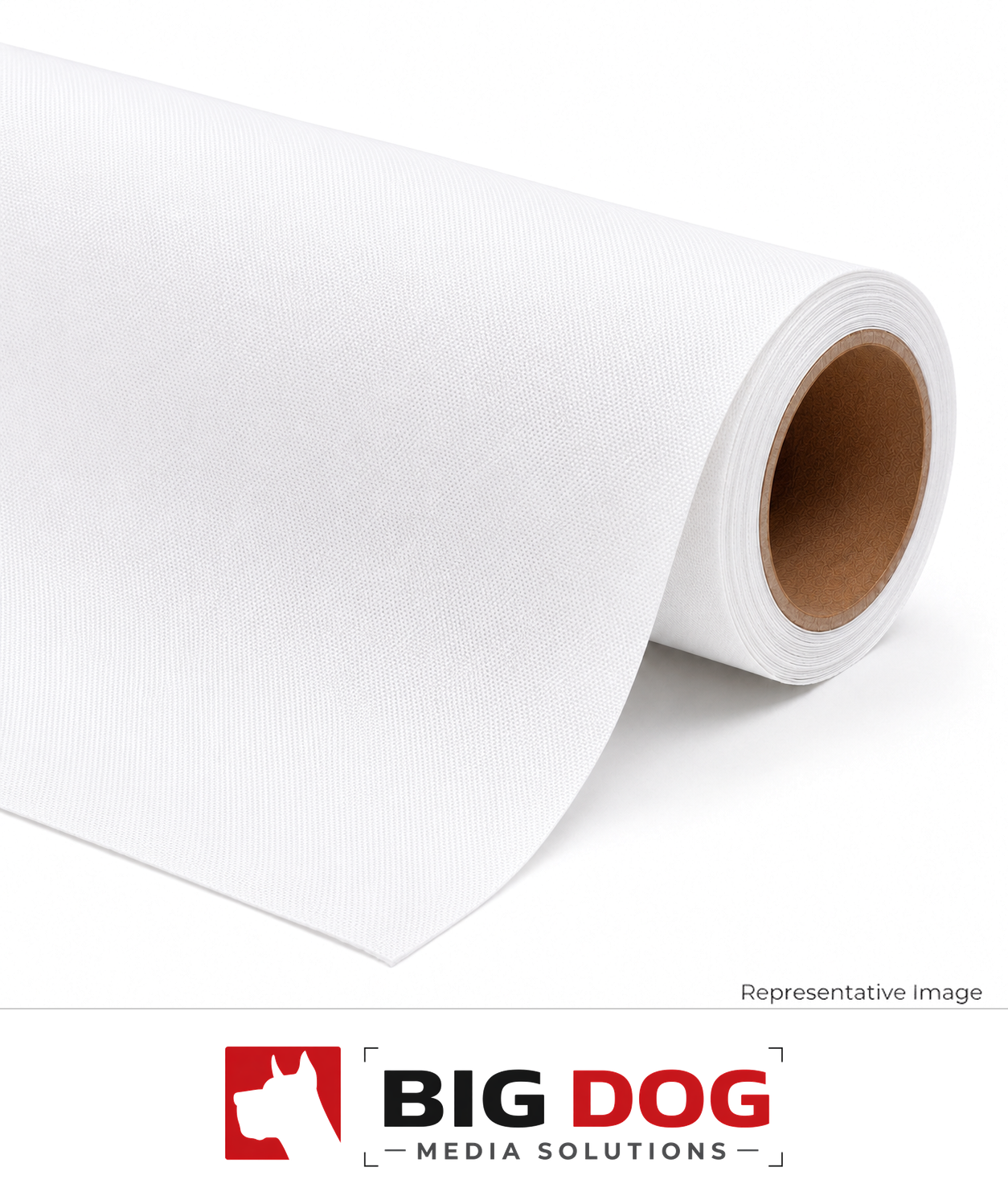 White woven matte polyester fabric roll for wide-format printing.