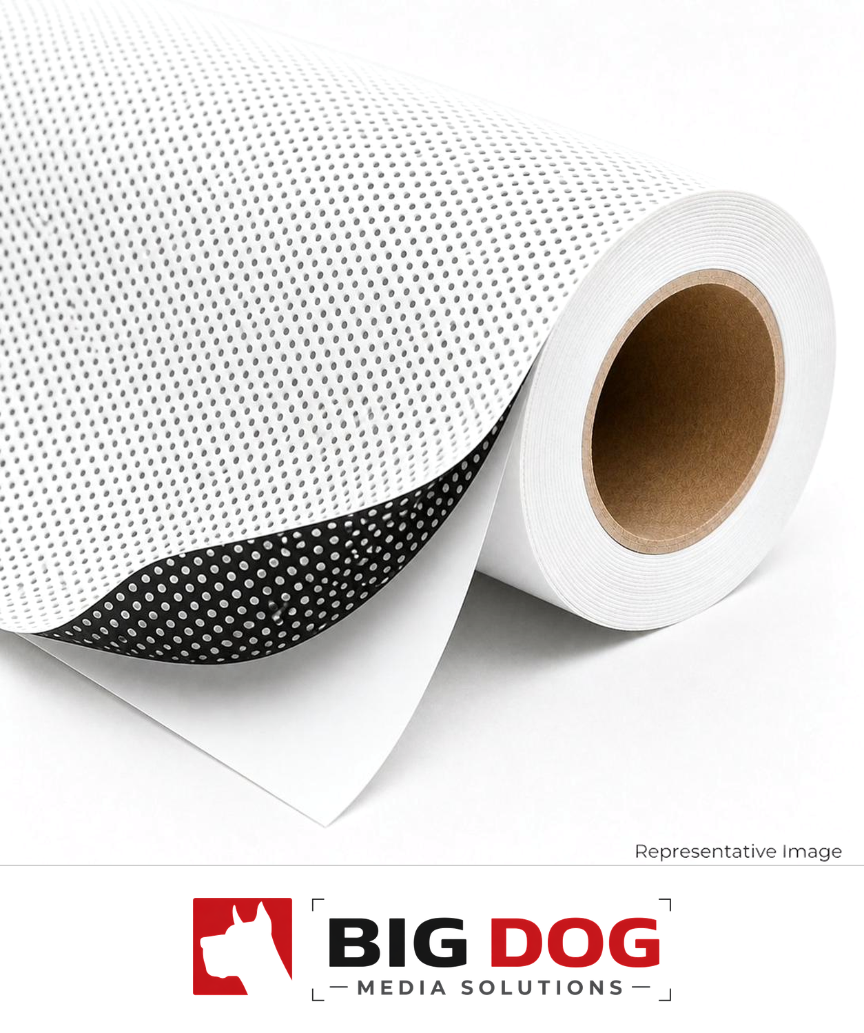 Roll of matte white adhesive-backed media